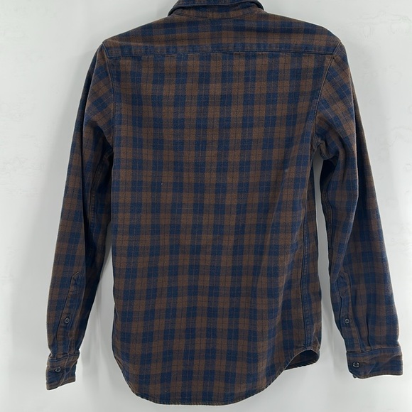 A.P.C Brown Blue Plaid Long Sleeve Button Down XS - Picture 4 of 5
